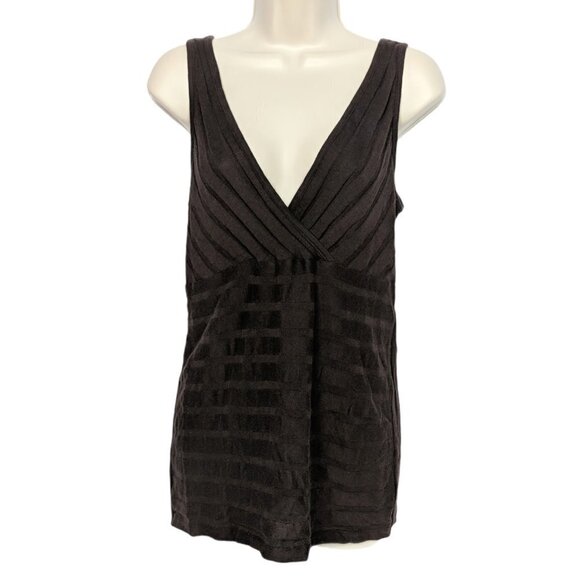Axcess Tank Top Brown V Neck Striped Medium - Picture 1 of 5